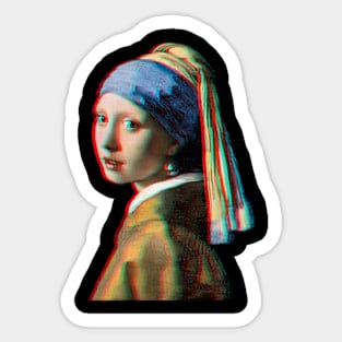 Girl with a Pearl Earring 3D Colorful Effect Sticker